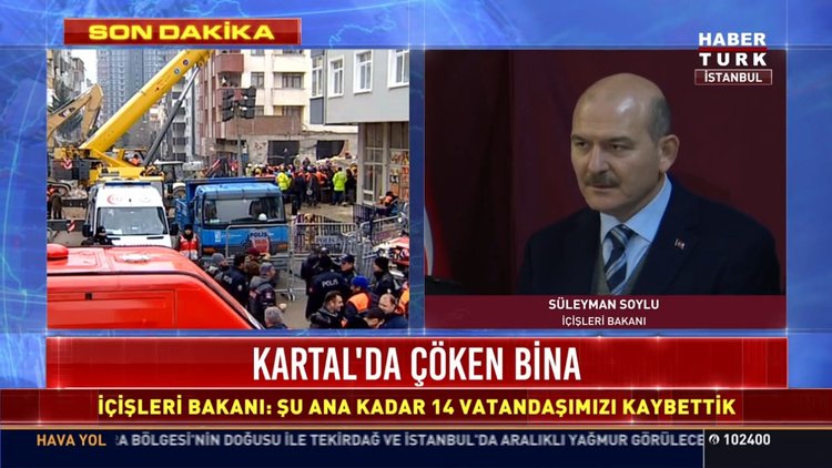 İçişleri Bakanı Süleyman Soylu açıklama yapıyor- Kartal'da çöken bina