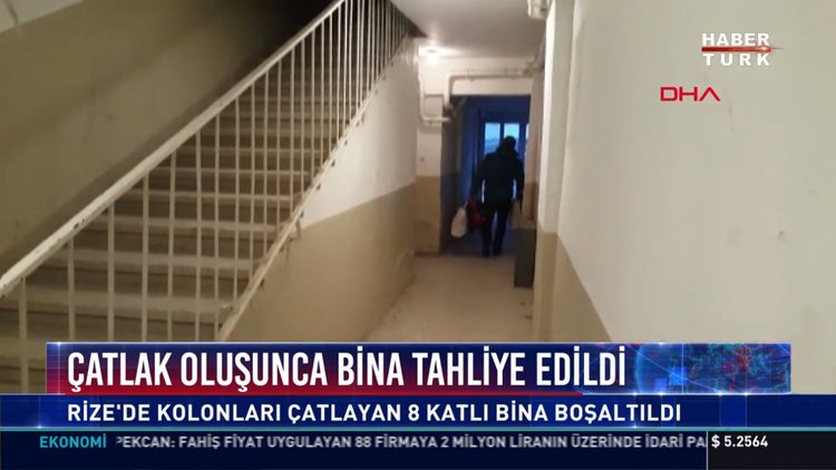 Çatlaklar oluşunca bina tahliye edildi: Rize'de kolonları çatlayan 8 katlı bina boşaltıldı