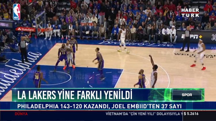 LA Lakers yine farklı yenildi: Philadelphia 143-120 kazandı, Joel Embiid'ten 37 sayı