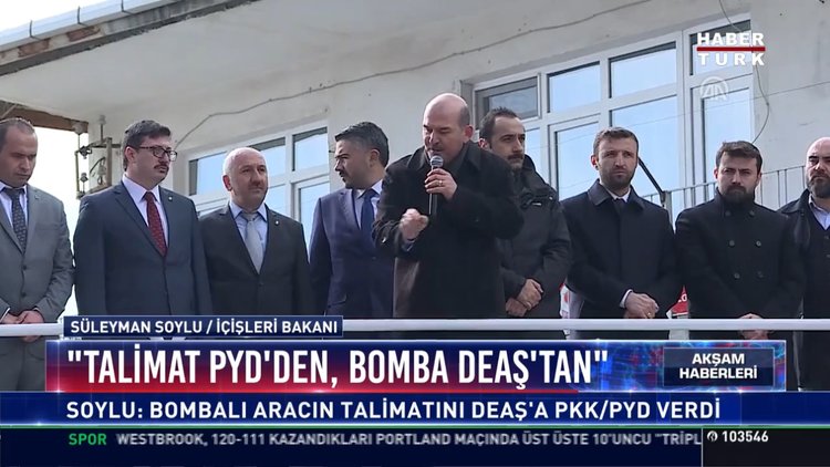 ''Talimat PYD'den bomba DEAŞ'tan'' : Soylu: Bombalı aracın talimatını DEAŞ'a PKK/PYD verdi