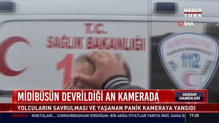 Midibüsün devrildiği an kamerada: Yolcuların savrulması ve yaşanan panik kameraya yansıdı