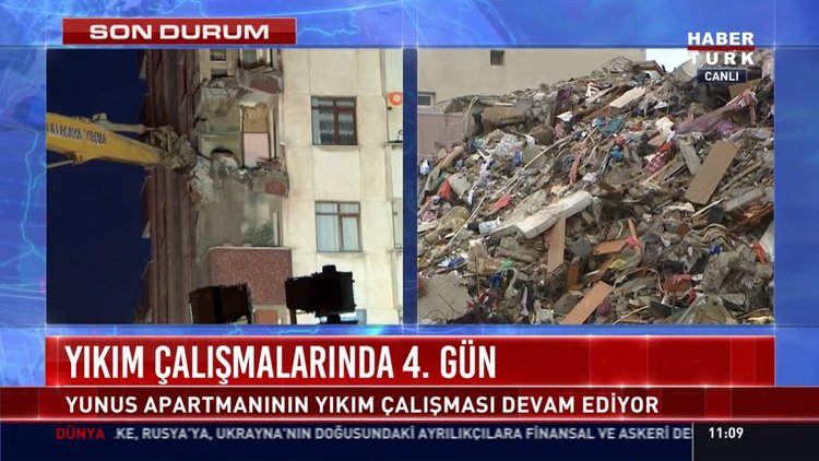Yıkım çalışmalarında 4. gün: Yunus apartmanının yıkım çalışması devam ediyor