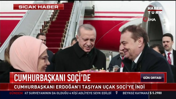 Cumhurbaşkanı Soçi'de: Cumhurbaşkanı Erdoğan'ı taşıyan uçak Soçi'ye indi