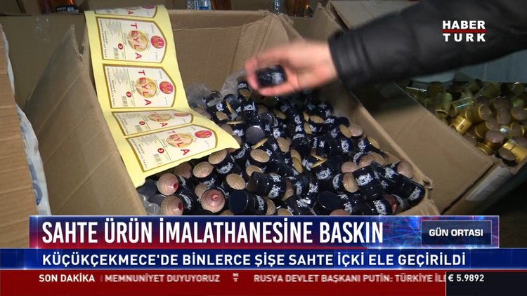 Sahte ürün imalathanesine baskın: Küçükçekmece'de binlerce şişe sahte içki ele geçirildi