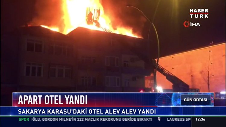 Apart otel yandı: Sakarya Karasu'daki otel alev alev yandı