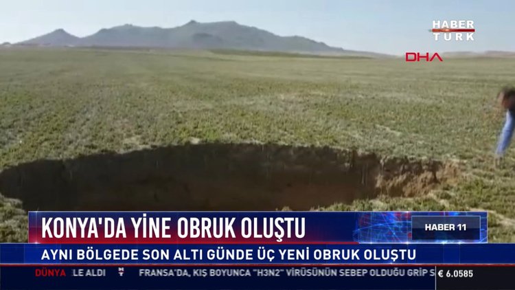 Konya'da yine obruk oluştu: Aynı bölgede son altı günde üç yeni obruk oluştu