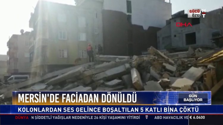 Mersin'de faciadan dönüldü: Kolonlardan ses gelince boşaltılan 5 katlı bina çöktü