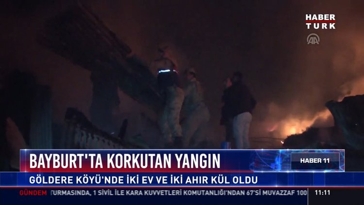 Bayburt'ta korkutan yangın: Göldere Köyü'nde iki ev ve iki ahır kül oldu