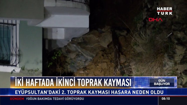 İki haftada ikinci toprak kayması: Eyüpsultan'daki 2. toprak kayması hasara neden oldu