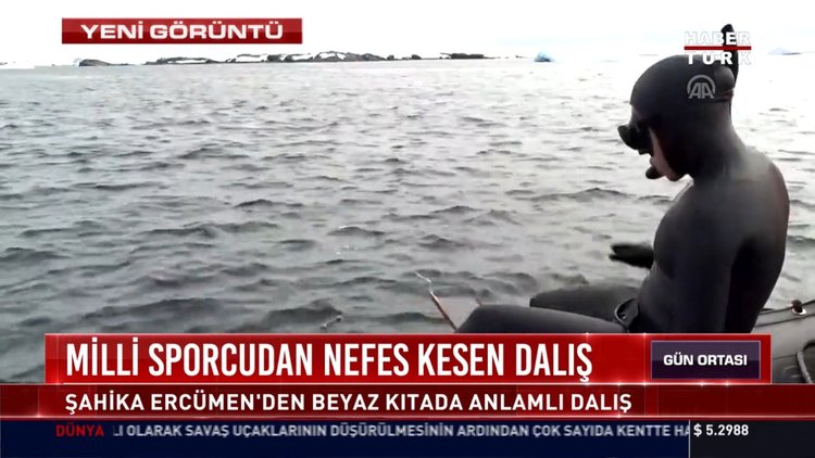 Milli sporcudan nefes kesen dalış: Şahika Ercümen'den beyaz kıtada anlamlı dalış