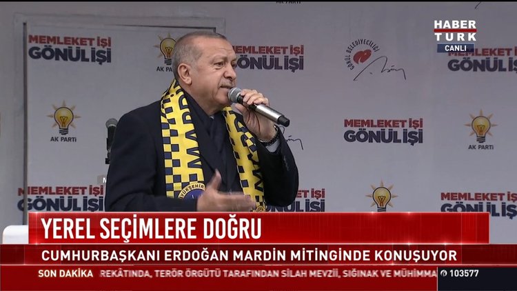 Yerel seçimlere doğru: Cumhurbaşkanı Erdoğan Mardin mitinginde konuşuyor