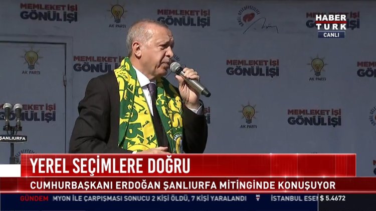 Yerel Seçimlere doğru: Cumhurbaşkanı Erdoğan şanlıurfa mitinginde konuşuyor