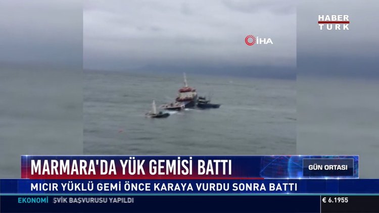 Marmara'da yük gemisi battı: Mıcır yüklü gemi önce karaya vurdu sonra battı