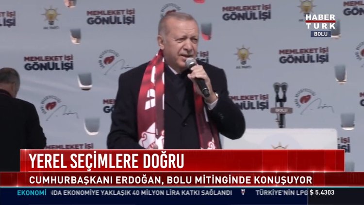 Yerel seçime doğru: Cumhur Başkanı Erdoğan, Bolu Mitinginde konuşuyor