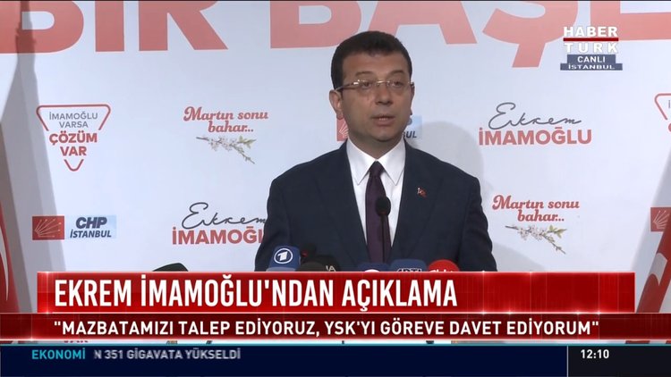 Ekrem İmamoğlu’ndan açıklama: “Mazbatamızı talep ediyoruz, YSK’yı göreve davet ediyorum”