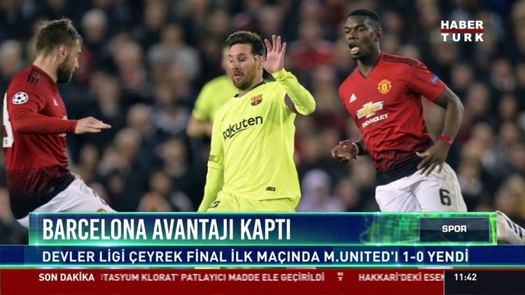 Barcelona avantajı kaptı: Devler ligi çeyrek final ilk maçında M: Unıted'ı 1-0 yendi