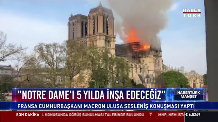 "Notre Dame'ı 5 yılda inşa edeceğiz": Fransa cumhurbaşkanı Macron ulusa sesleniş konuşması yaptı