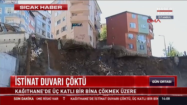 İstinat duvarı çöktü: Kağıthane'de üç katlı bir bina çökmek üzere