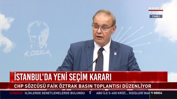 İstanbul'da yeni seçim kararı: CHP sözcüsü Faik Öztrak basın toplantısı düzenliyor