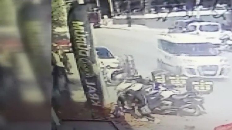 Yolda yürürken başına tuğla düştü