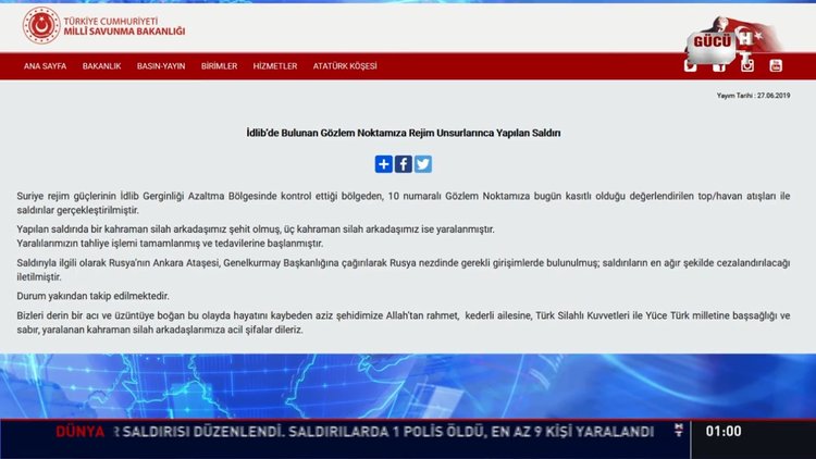 Esad rejiminden TSK noktasına saldırı! 1 asker şehit