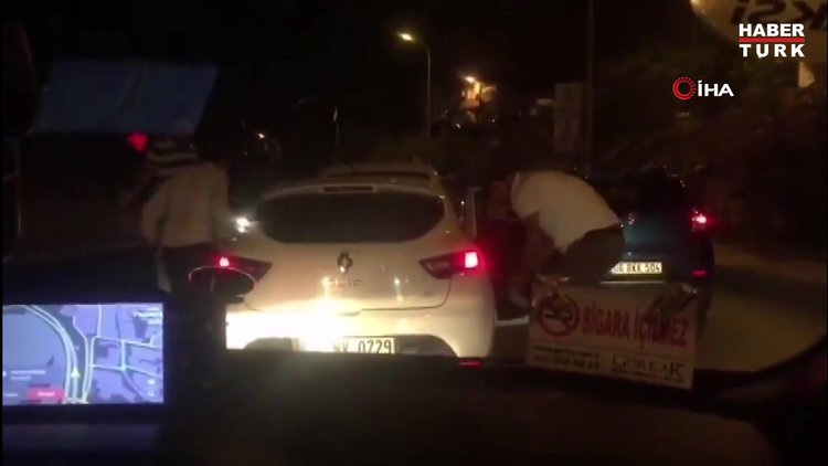 Trafikte maganda dehşeti kamerada