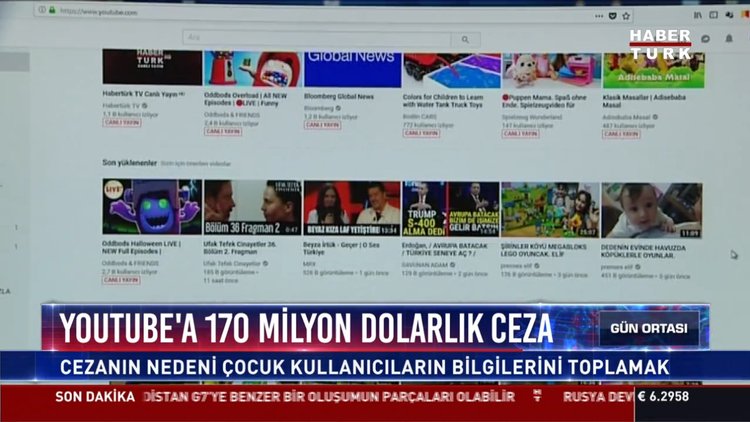 YouTube'a 170 milyon dolarlık ceza