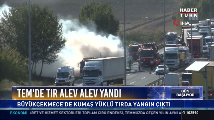 Tem'de tır alev alev yandı