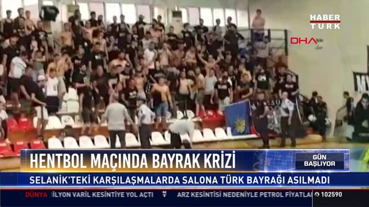 Hentbol maçında bayrak krizi