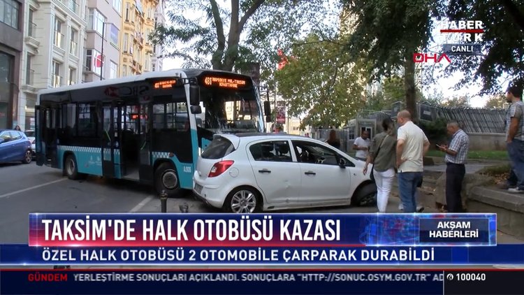 Taksim'de halk otobüsü kazası