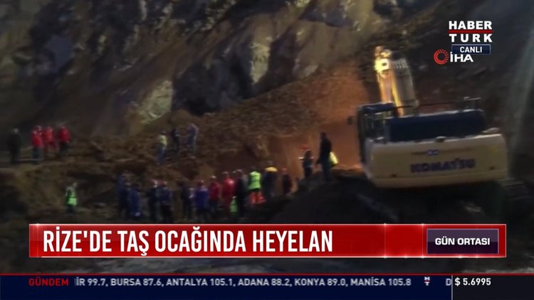 Rize'de taş ocağında heyelan