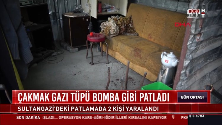 Çakmak gazı tüpü bomba gibi patladı