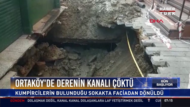 Ortaköy'de derenin kanalı çöktü
