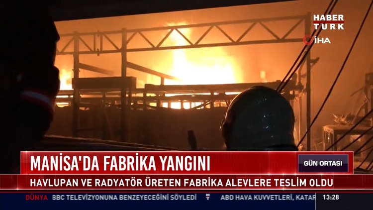 Manisa'da fabrika yangını