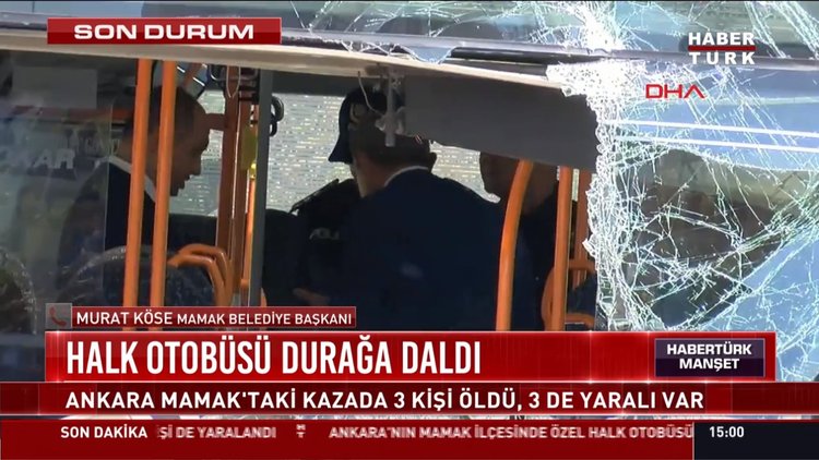 Halk otobüsü durağa daldı