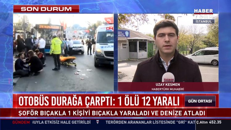 Otobüs durağa çarptı: 1 ölü, 12 yaralı