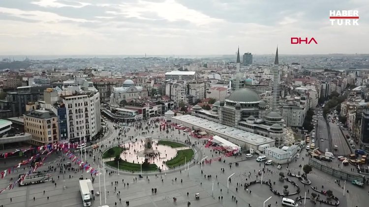 Taksim camii inşaatındaki son durum havadan görüntülendi