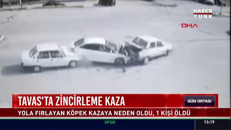 Tavas'ta zincirleme kaza