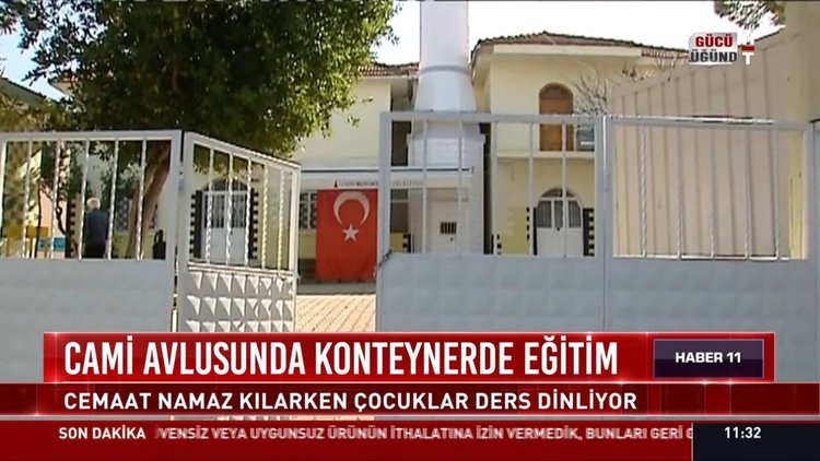 Cami avlusunda konteynerde eğitim