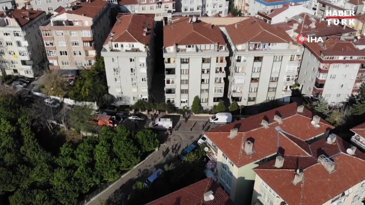 Bakırköy'de 1'i çocuk 3 kişinin cesedi bulunan bina havadan görüntülendi