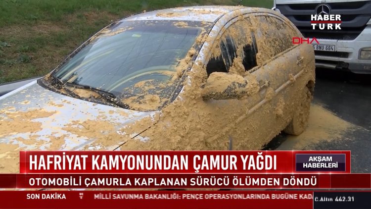 Hafriyat kamyonundan çamur yağdı