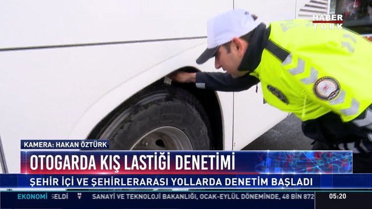 Otogarda kış lastiği denetimi