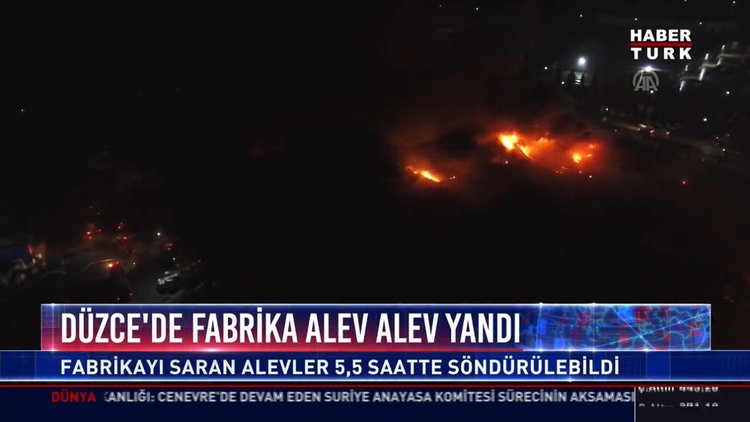 Düzce'de fabrika alev alev yandı