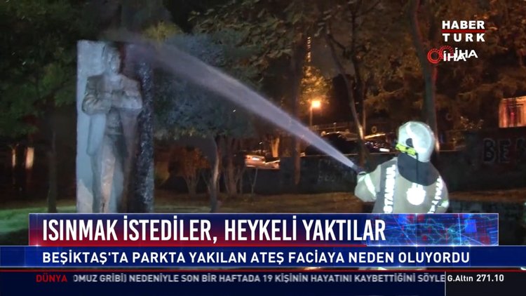 Isınmak istediler, heykel yaktılar