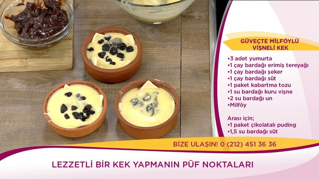 Güveçte Milföylü Vişneli Kek 