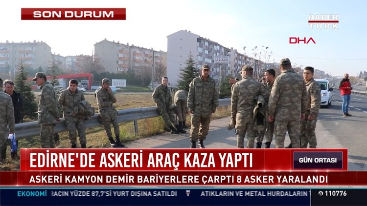 Edirne'de askeri araç kaza yaptı