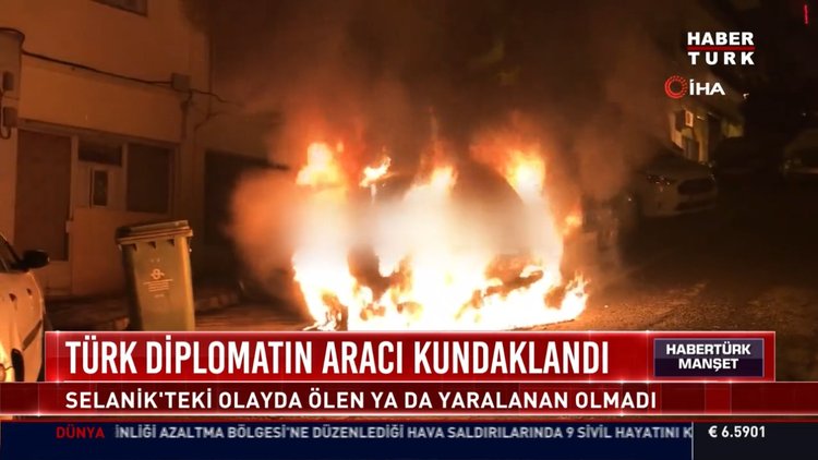 Türk diplomatın aracı kundaklandı