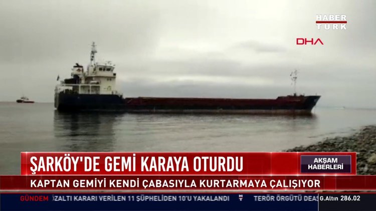Şarköy'de gemi karaya oturdu