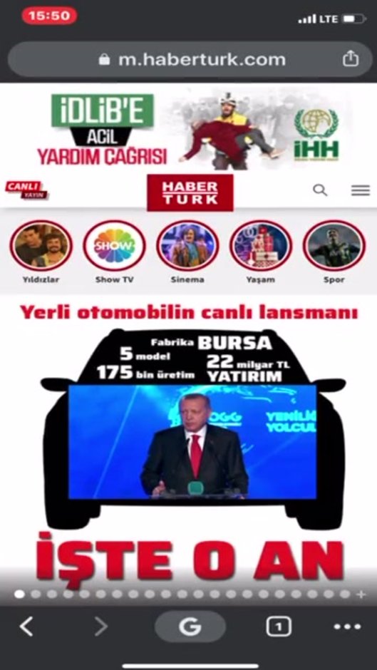 Yerli otomobilin lansmanı HABERTURK.COM'un özel tasarımıyla yayında (Mobil)