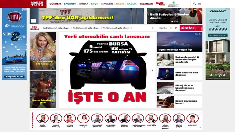 Yerli otomobilin lansmanı HABERTURK.COM'un özel tasarımıyla yayında (Masaüstü)